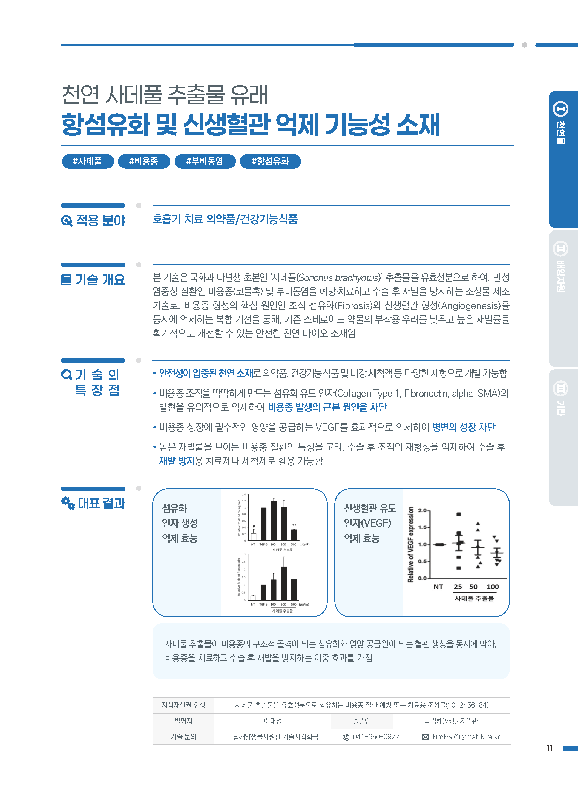[소액] 사데풀 추출물을 유효성분으로 함유하는 비용종 질환 예방 또는 치료용 조성물 대표이미지