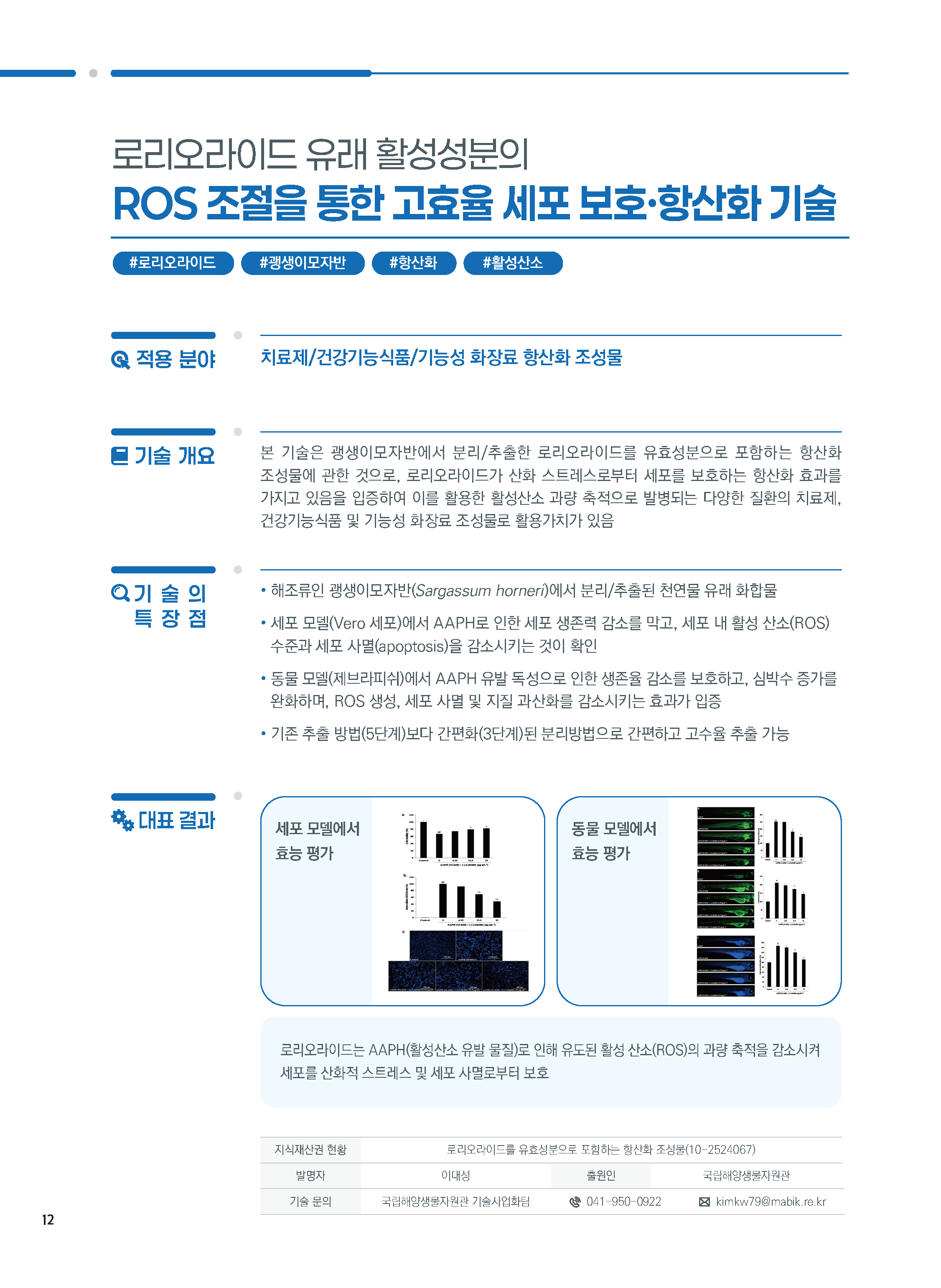 [소액] 로리오라이드를 유효성분으로 포함하는 항산화 조성물 대표이미지